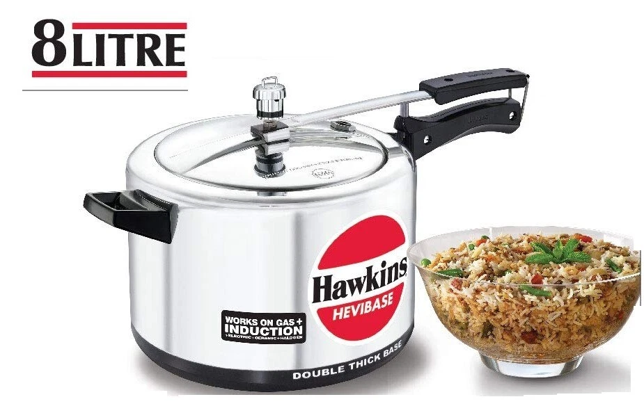 Hawkins Hevibase Pressure Cooker Induction Silver 8 Litres With One Extra Gasket
