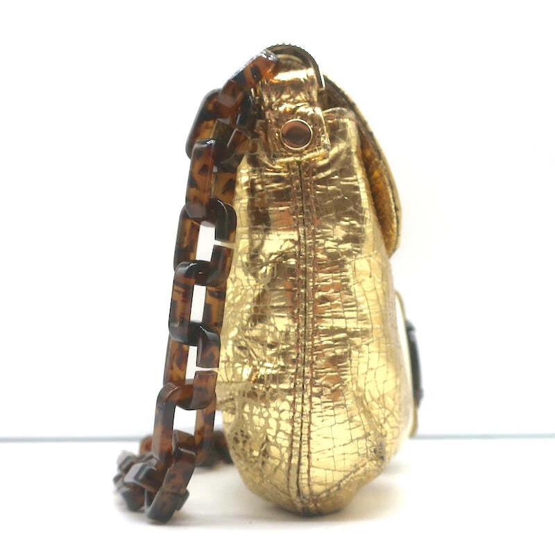 Bolso de hombro pequeño Lanvin con acento de madreperla de cuero metálico dorado Foto 4 de 4