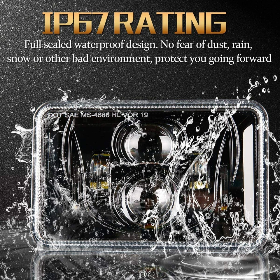 Farol de LED HiLo 4X DOT aprovado 4x6" 120W para Peterbilt Kenworth Freightliner - Imagem 2 de 4