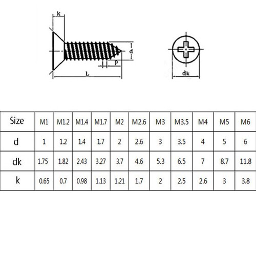 M2 M2.2 M2.6 Phillips Countersunk Self Tapping Screws A2 Stainless Steel Tappers - Picture 2 of 12