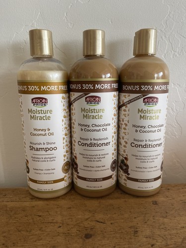 African Pride Moisture Miracle 1 Shampoo/2 Zustand - 16 fl oz - Honig und Kokosöl