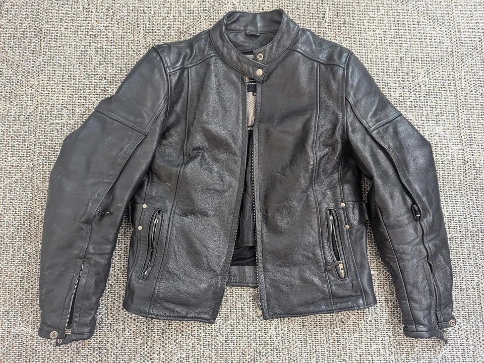 vintage 1990s leather jacket 40 motorcycle VENTED racing CAFE RACER black Y2K - Image 3 of 4