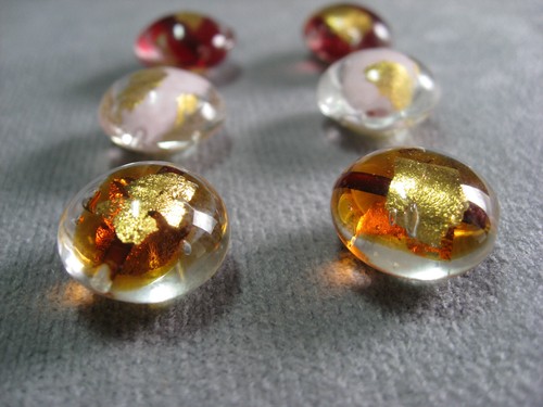 Murano With Gold Glass - 3 Colors 11 x 16mm Coin Shape - Picture 3 of 3