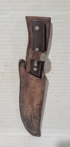 Vtg Schrade "Old Timer" 150T Knife Fixed Blade Deer Slayer with Leather Sheath
