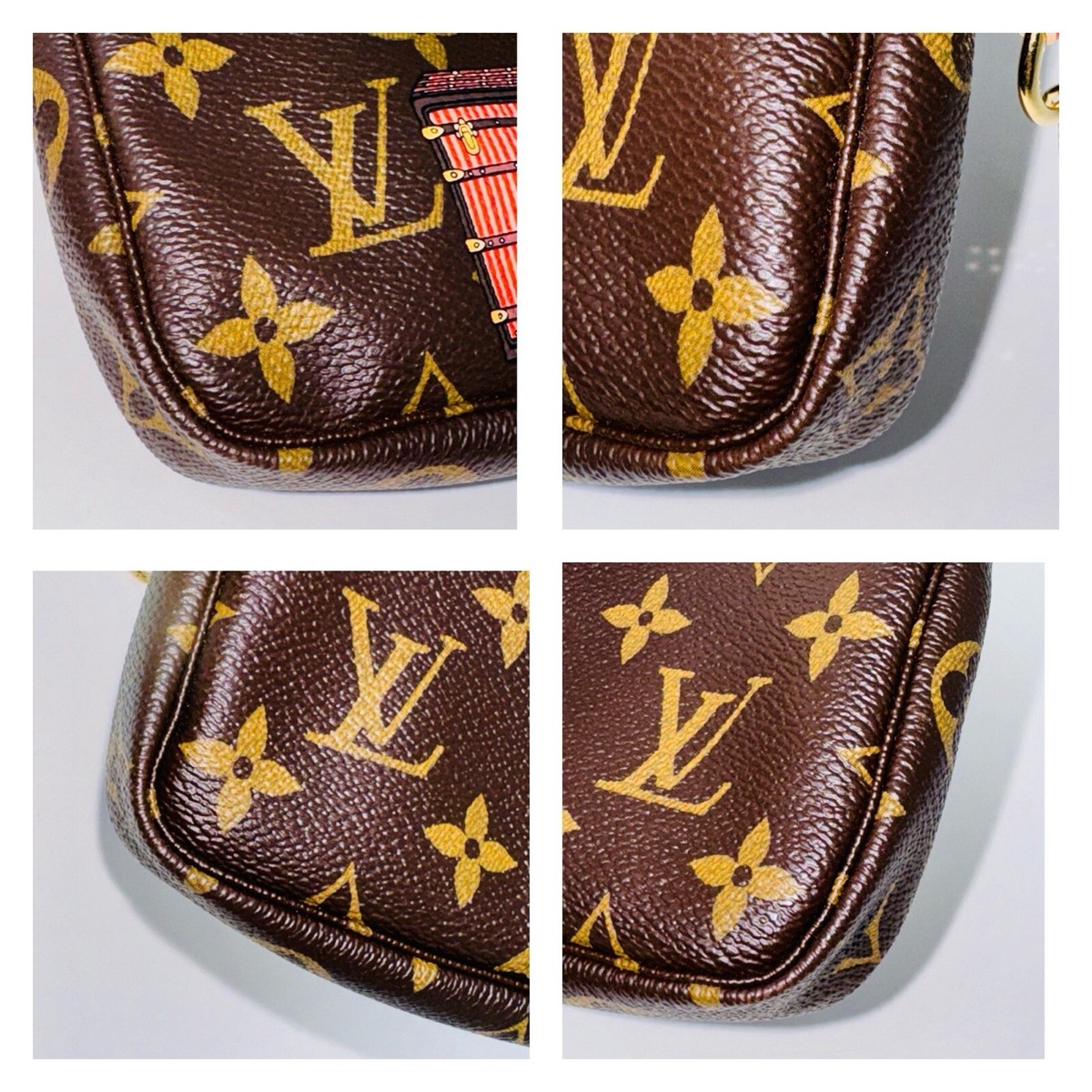 Louis Vuitton ミニバッグ ブラウンレザー Louis Vuitton LV Monogram Brown Mini Pochette Trunks & Locks