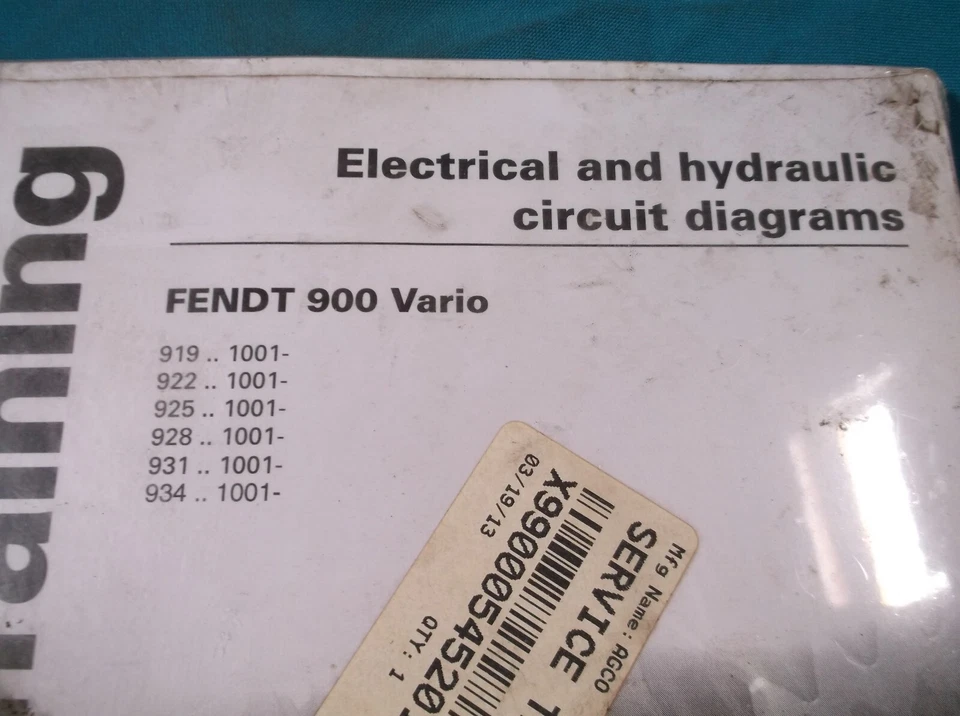 FENDT 919 922 925 928 931 934 TRACTOR DIAGRAMAS ELÉCTRICOS E HIDRÁULICOS MANUAL Foto 2 de 4