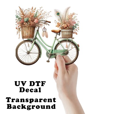 Boho Fall Bicycle UV DTF Transparent Sticker / Decal