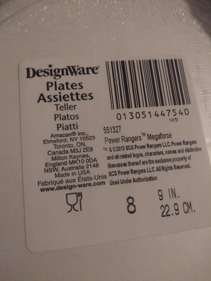 Power Rangers Classic Mighty Morphin MEGAFORCE Birthday Party Dessert Plates 9'' - Image 4 of 4