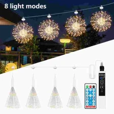 4 Pack Hanging Firework Starburst 120 LED Lights w/ 4 Remotes Fairy Light Decor