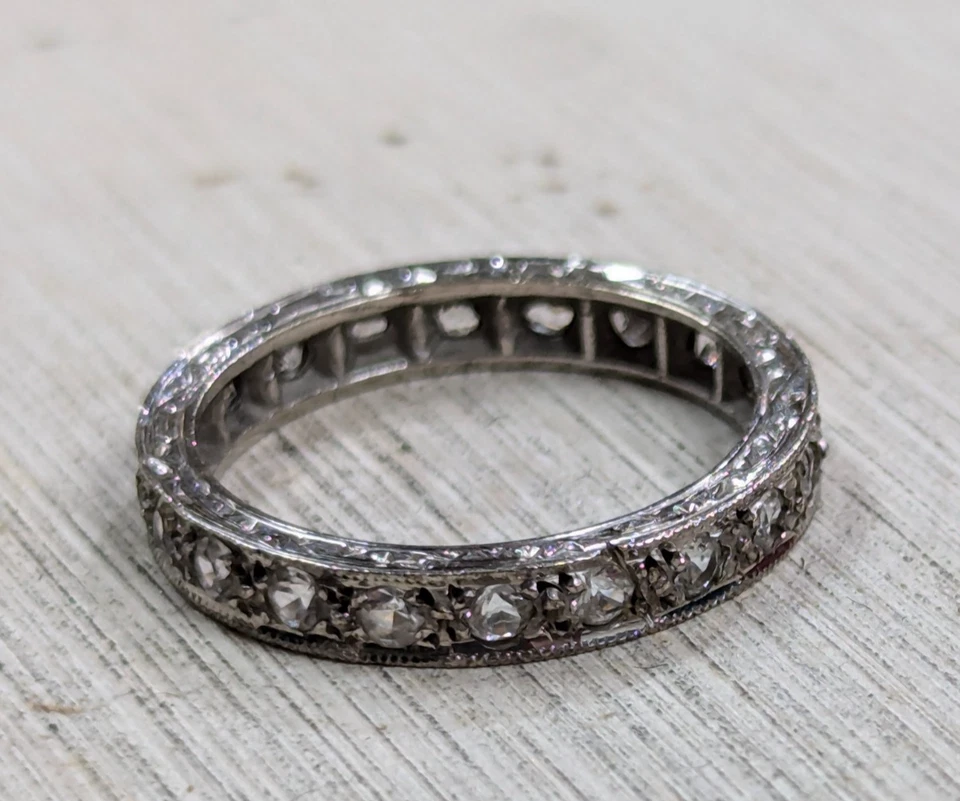 Anillo Full Eternity Oro Blanco 9ct Piedras Espinela Incoloras Anillo Talla L Foto 3 de 4