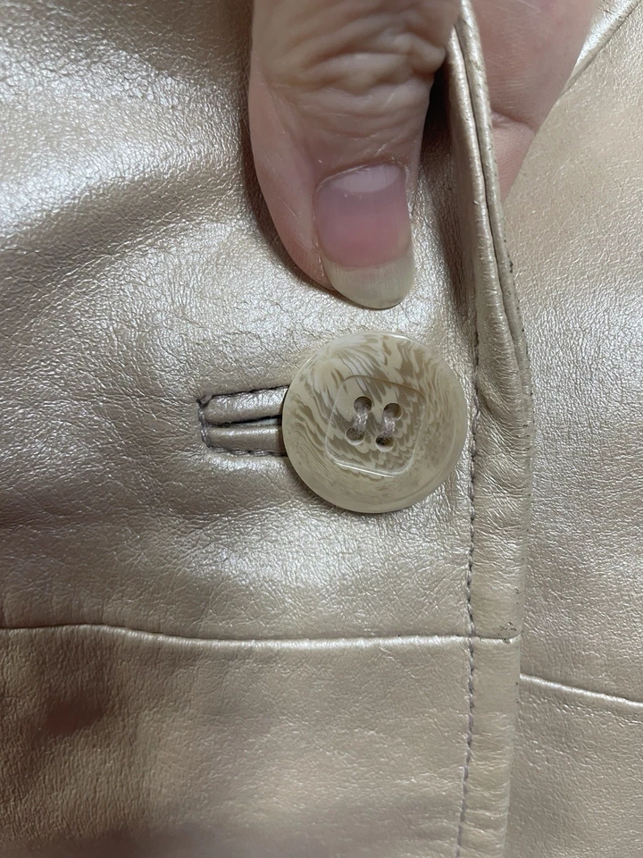 Blazer Chaqueta De Cuero Para Mujer Worthington Grande Perla Brillo Crema Años 90 De Colección Foto 4 de 4