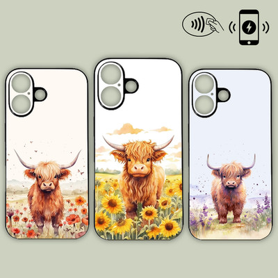 Highland Cows Sunflower Meadow Poppy Handyhülle MagSafe iPhone Samsung Motorola