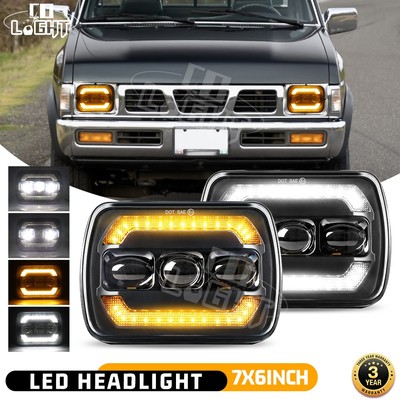 For Nissan Pickup Hardbody D21 NX 5x7 7x6inch LED Headlights DRL Hi/Lo Beam Pair