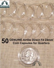 50 24mm GENUINE Airtite Direct Fit Coin Capsule Holders for US Quarter / 25 Cent