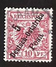 Deutsch-Ostafrika 5 Pesa Aufdruck Marke 1896  Daressalam Datierter Stempel
