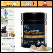 Organic Turkey Tail Mushroom Extract for Dogs - 50% Beta-Glucans, USA Made, Test
