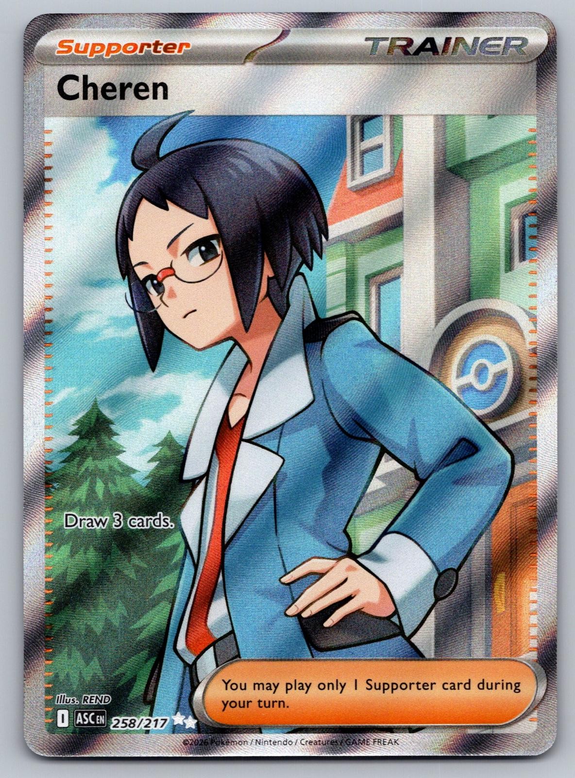 Cheren 258/217 Ultra Rare Ascended Heroes Pokemon Holo Near Mint