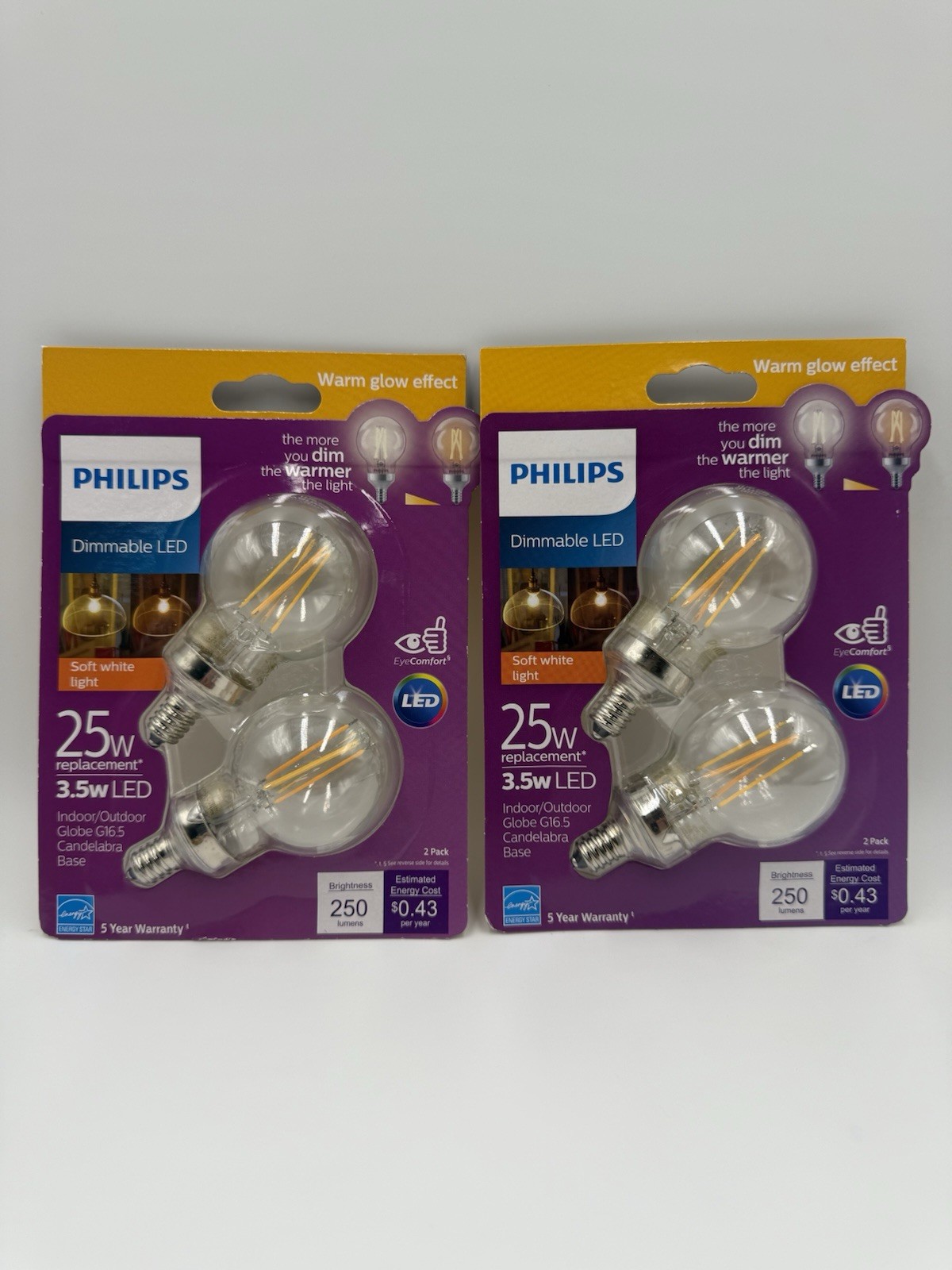 - Philips 3.5w G16.5 Led Bulb E12 Candelabra Dimmable 25w Eq