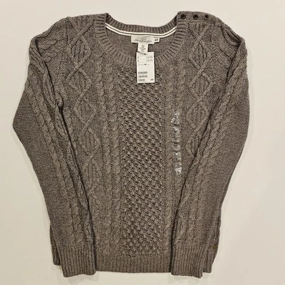 HM LOGG Womens Brown Cable Knit Jumper Size Medium Pullover Sweater Cotton Wool - Image 1 of 4