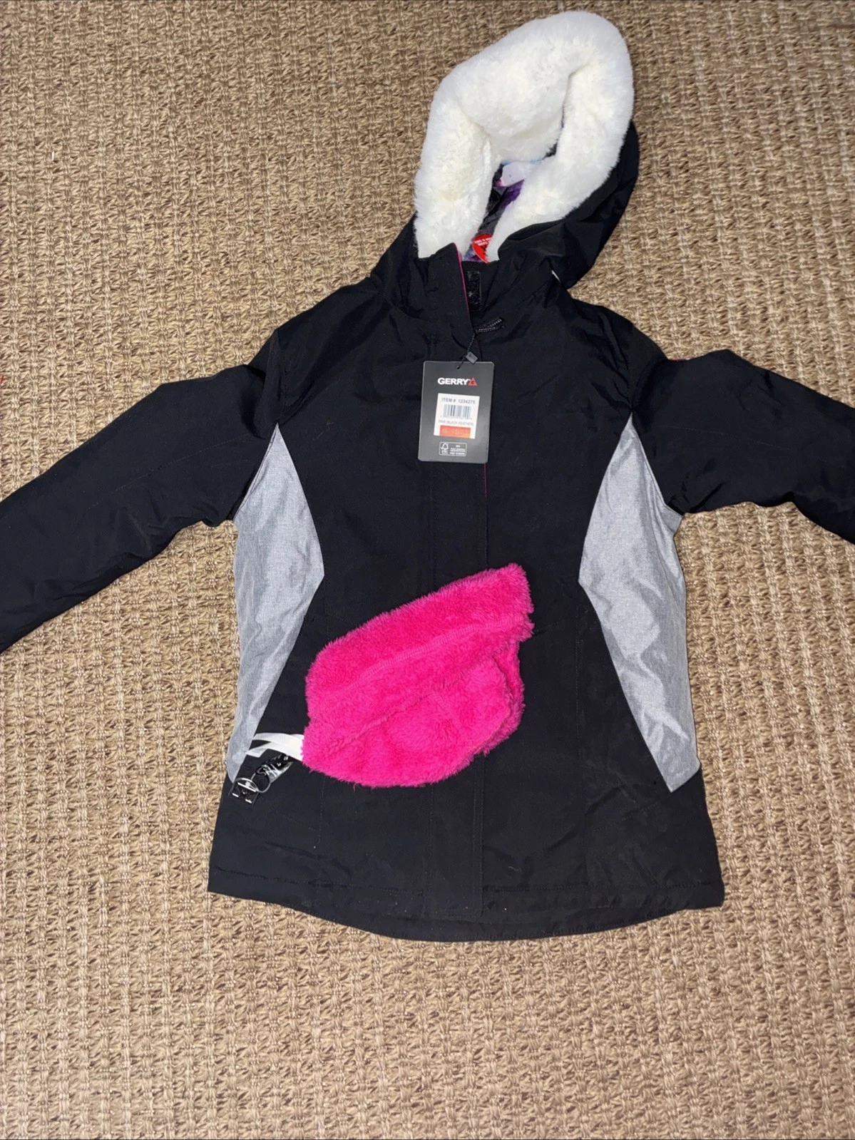 NWT Girls Gerry Kids 3 Piece Two Jacket Systems Puffer Jacket Sz 10/12 W/ Hat