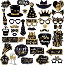 36 PCS Photo Booth Props Kit Birthday Wedding Carnival Dance Selfie Decor