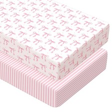 2 Pack Crib Sheets for Girls Boys Coquette Bed Sheet Set Fitted 52'' x 28" fo...