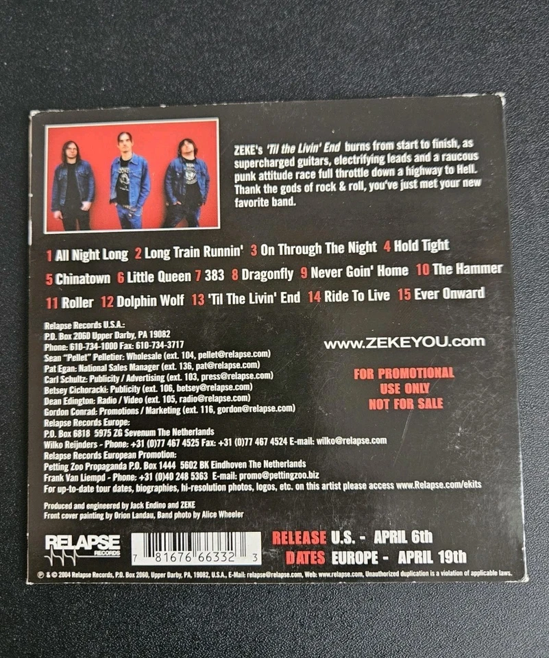 CD Album. ZEKE - Til the Livin End  - Promo - Relapse Records 2004 - Bild 2 von 4