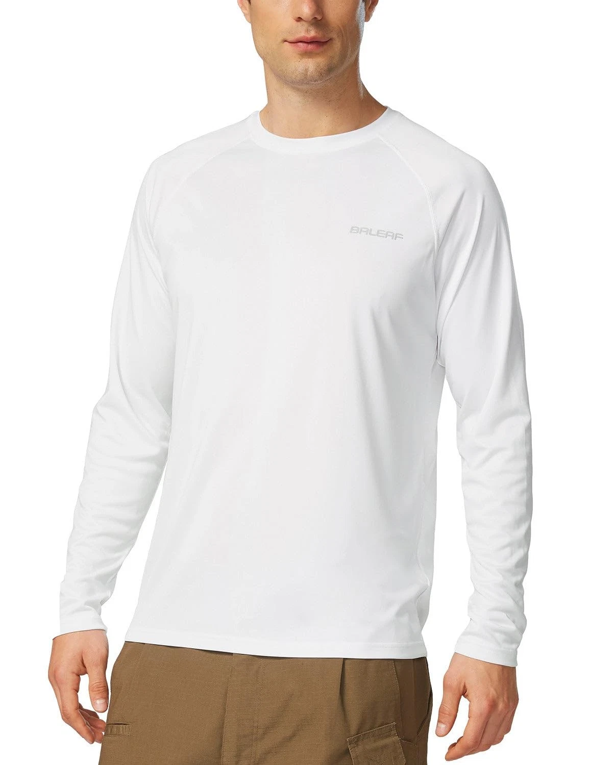 baleaf Men's Sun Protection Shirts UV SPF T-Shirts UPF 50+ Large, 01-white