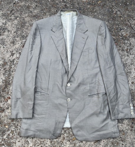 Brioni, Blazer cappotto sportivo vintage Brioni uomo nero/bianco pied de poule Made in Italy 42R