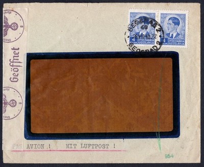 EB 649 - 26.8.1940 - Luftpost Handelsrechnung verschickt von Jugoslawien nach Böhmen
