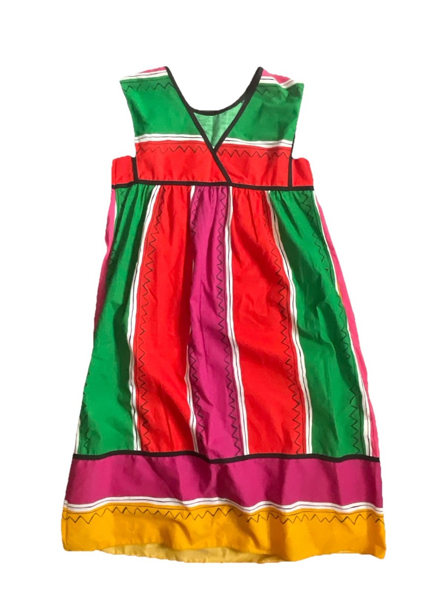 green and red striped dress Red, White, and Green Candy Cane Striped Dress with Green Bow for Children main image 0