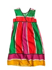 Vintage Oscar de la Renta Swirl Colorblock Striped Dress Boho 12 Resort