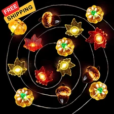 BlcTec Fall Decorations for Home 12.8FT 40 LED String Lights with Orange 