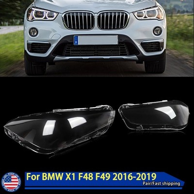 Replacement For BMW X1 F48 F49 2016-2019 Pair Headlight Headlamp Lens Covers L+R