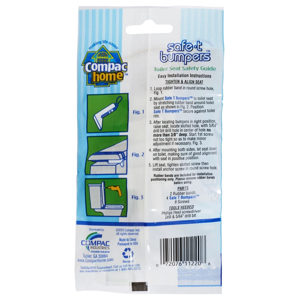 Estabilizadores de asiento de inodoro Compac para el hogar parachoques en T seguros bloqueo asientos móviles o tambaleantes Foto 2 de 4