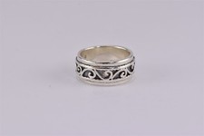 Sterling Silver 8mm Raised Scrolled Swirl Band Ring 925 Sz: 6