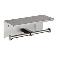 Toilet Paper Holder with Shelf Brushed Nickel Double Head Toilet Tissue Roll ...
