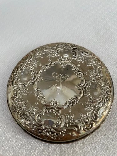 Towle Sterling Silver Round Hand Mirror Old Master Pattern 3 1/4” Monogram