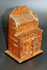 Antique Miniature Furniture, Chest, Straw Box Biedermeier 19th Century RARE