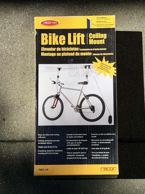 Racor PBH-1R Ceiling-Mounted Bike Lift - Black