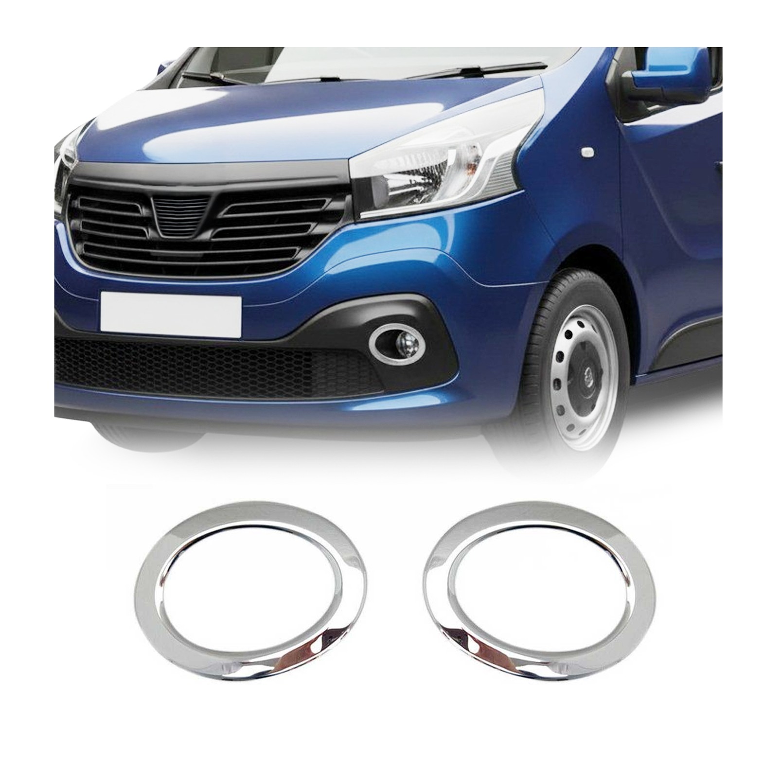 Cadres de phare avant chromés en inox pour Renault Trafic III versions 2014 à 2026