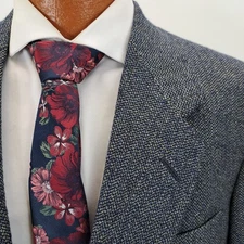 Oxxford Clothes Mens 44R Blue Tweed Wool Cashmere Blazer Jacket Sport Coat