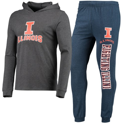 Men's Concepts Sport Navy/Heather Charcoal Illinois Fighting Illini Meter Long