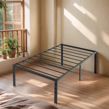Heavy Duty Twin Size Simple Basic Platform Metal Bed Frame 75"Lx39"Wx14"H Black
