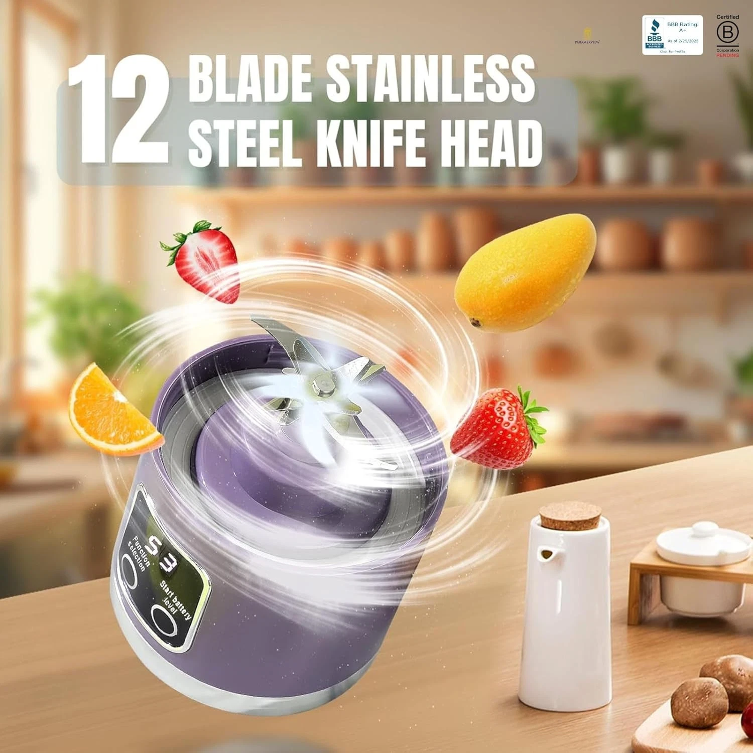 便携式榨汁机/奶昔搅拌机，USB充电式，450毫升容量 - 图片5/16