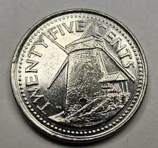 2008 Barbados 25 Cents - Caribbean Coin - Copper Nickel - World Coin