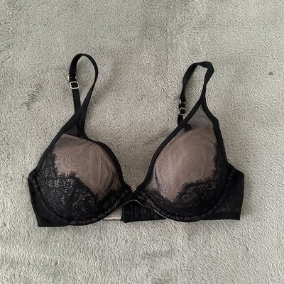 ThirdLove Eyelash Fringe Plunge Underwire Bra size 32 C 1/2 Black Lace