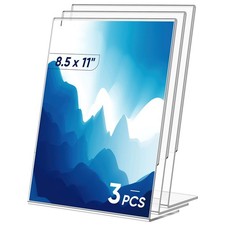 Vertical Acrylic Sign Holder 8.5x11, 3 Pack For Flyers Menus, Clear