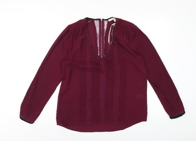 Daniel Rainn Damen lila Polyester Basic Bluse Größe S V-Ausschnitt