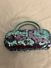 Multi-Color Sequined Hard Eyeglasses / Sunglasses Case Used Some Wear Nice